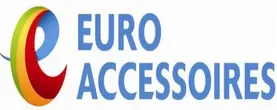 Logo Euro Accessoires : Design Stylisé et Texte Bleu Logo Euro Accessoires : une lettre 'E' stylisée et colorée (vert, jaune, rouge, bleu) à côté du texte bleu 'EURO ACCESSOIRES' sur fond blanc.