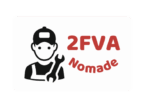 Logo de service de mécanique mobile. Un homme en salopette et casquette tient une clé. Texte : 2FVA Nomade (couleur rouge).